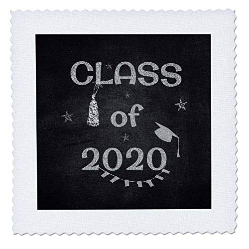 3dRose Image of Caulk board Look- Class of 2020- Cap- Tassel- Stars. - Quilt Squares -qs-334400-7-