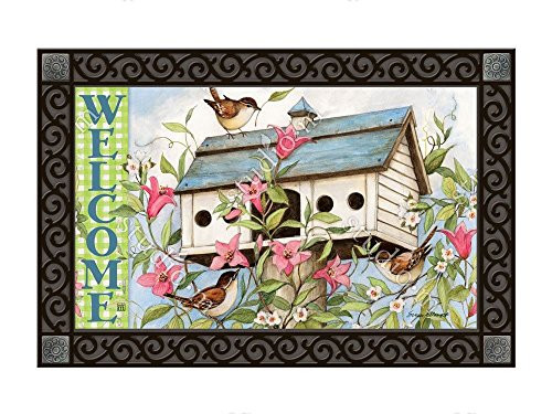Magnet Work MatMates Spring Birdhouse with Clematis Doormat Insert - 18" x 30"