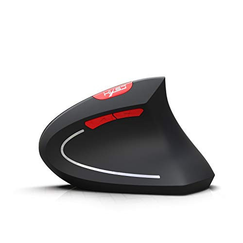 Mute Wireless Bluetooth Mouse 2.4G Wireless Vertical Ergonomic Optical Mouse- 800/1600/2400 DPI- 5 Buttons for Laptop- Desktop- PC- MacBook - TEMBAC -Color : Black-
