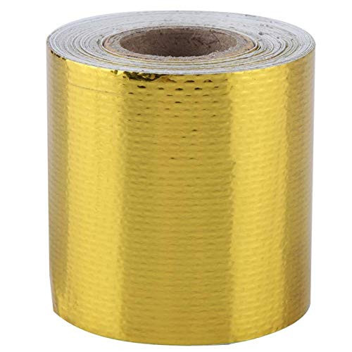 Heat Shield Wrap Tape- 5M 5Cm Car Aluminum Foil Adhesive Reflective Heat Shield Wrap Tape -Golden-