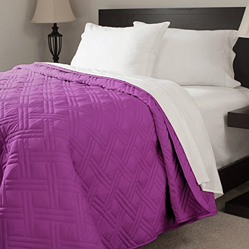 Bedford Home Solid Color Bed Quilt, Twin, Purple