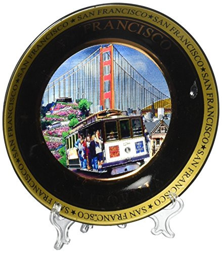 San Francisco Color Collage Collectors Souvenir Plate 4.5" Golden Gate Bridge Cable Car