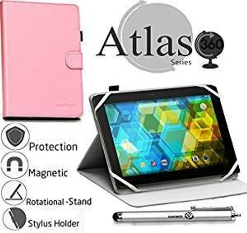 Navitech Pink 360 Rotational Case Cover Compatible with The RCA Voyager 7-Inch Tablet 16GB 1.2GHz Quad-Core Android 6.0 - Charcoal