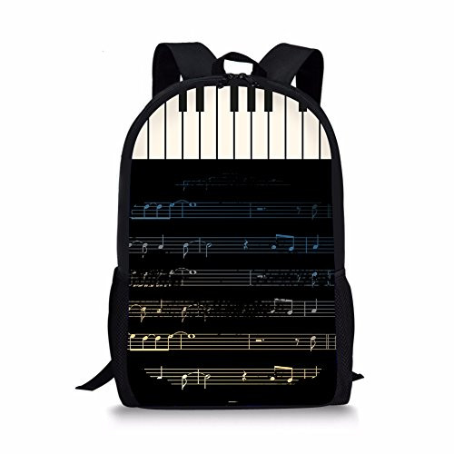 Bigcardesigns Teenagers School Bag for Junior Boys Girls Durable Bookbag Tabs Piano