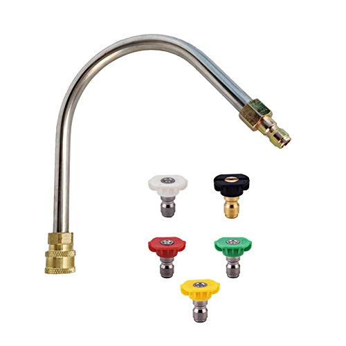 FAVSTAR Gutter Cleaner Wand Attachment with 1/4" Brass Quick Connector- 5 Pressure Washer Spray Nozzle Tips?4000 PSI
