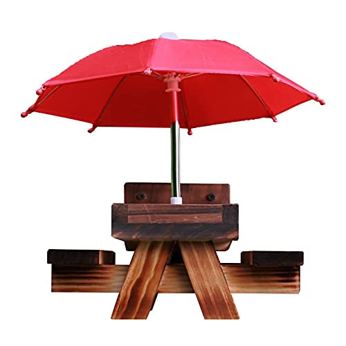 Squirrel Feeder for Outside Funny- Wooden Squirrel Picnic Table Feeder with Umbrella and Corn Cobs for Squirrels- Cute Chipmunk Feeder for Your Family Member