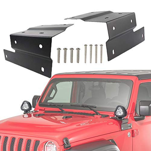 Chelhead A-Pillar Windshield Hinge Mounting Brackets for Mounting Auxiliary Off Road LED HID Halogen Fog Work Lights Compatible with Jeep Wrangler JL 2018 2019 2020 Sahara Rubicon Sport Sports
