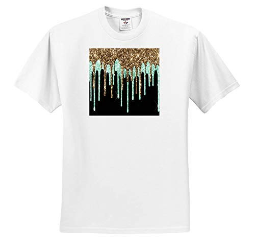 3dRose Anne Marie Baugh - Illustrations - Glam Mint Green and Image of Gold Image of Paint Drip Illustration - Toddler T-Shirt -4T- -ts-344884-17-