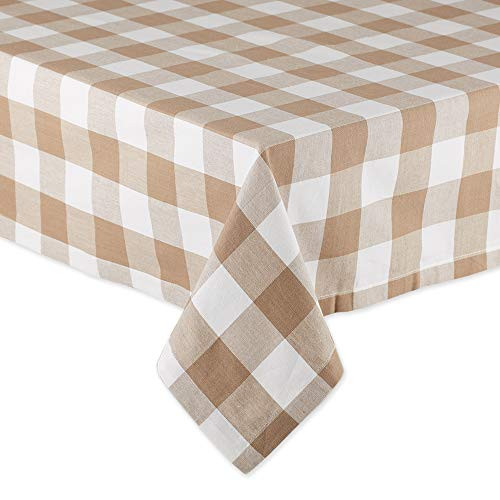 DII Buffalo Check Collection Classic Tabletop- Tablecloth- 60x104- Stone