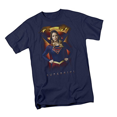 DC Comics Standing Shield - CW's Supergirl TV Show Adult T-Shirt- X-Large Navy