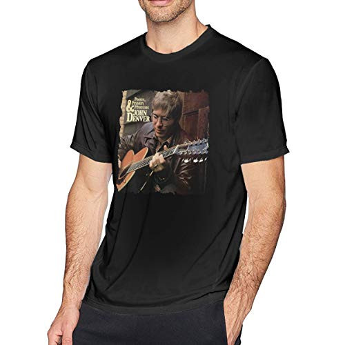 John Denver Poems- Prayers and Promises T Shirt Men's Short Sleeves Round Neck Cotton Shirts Black