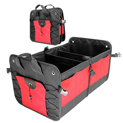 VViViD Heavy-Duty Multi-Compartment Collapsible Nylon Car Trunk Storage Organizer Bin