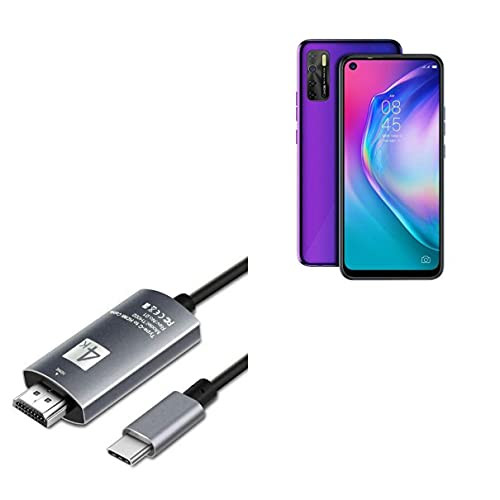 Tecno Camon 17 Cable- BoxWave -SmartDisplay Cable - USB Type-C to HDMI -6 ft-- USB C/HDMI Cable for Tecno Camon 17 - Jet Black