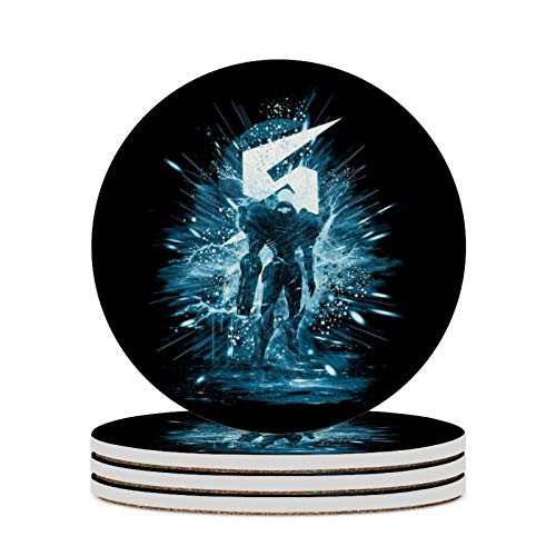 Round Ceramic Stone Coaster Set of 4 Samus Storm Metroid Round Coaster Drink Absorption Coaster with Cork Base -3.9 inches-