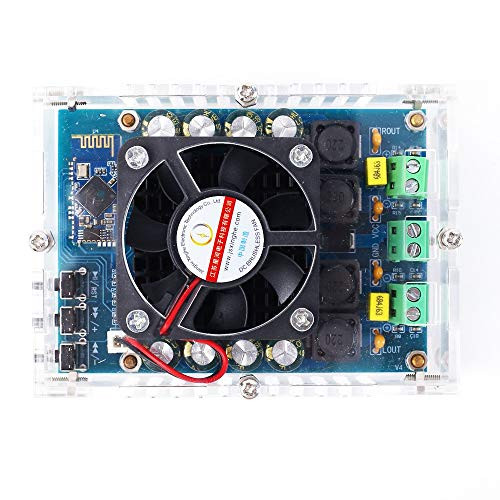 Icstation TDA7498 100w  Plus  100w Bluetooth Amplifier Board- Class D Dual Channel Digital Stereo Audio Wireless Receiver Amp Module with Fan DC 12V 24V