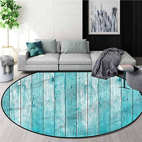 RUGSMAT Turquoise Round Area Rugs Living Room-Aged Old Wooden Planks Study Computer Chair Cushion Base Mat Round Carpet Diameter-31