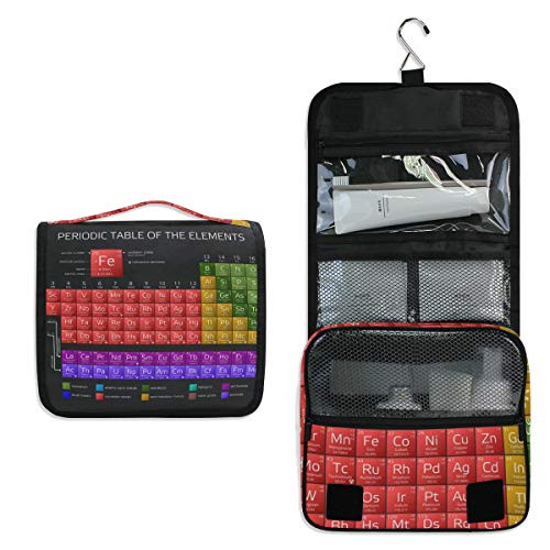AKIOG Toiletry Bag Periodic Table Elements Print Cosmetic Bag Multifunction Portable Makeup Pouch Travel Hanging Organizer Bag for women men