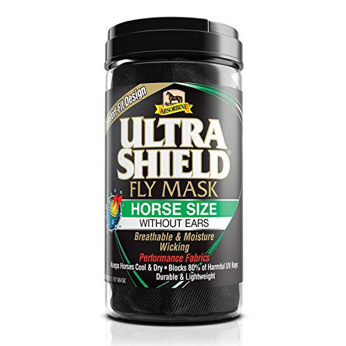 Absorbine UltraShield Equine Fly Mask- UV Protection- Horse Size Without Ears