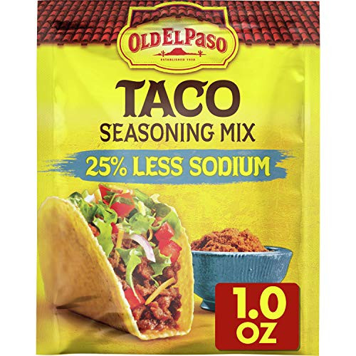 Old El Paso Taco Seasoning Mix- 25 percent Less Sodium- 1 oz -Pack of 32-