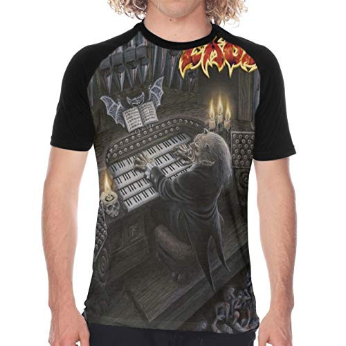 Men's Baseball Short-Sleeved T-Shirt Exodus Band Tempo of The Damned Sports Tops Round Neck Tee Large Black
