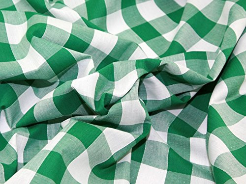 Minerva Crafts 1" Check Corded Gingham Dress Fabric Emerald Green - per metre