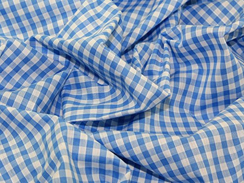 Minerva Crafts 1/4" Check Corded Gingham Dress Fabric Pale Blue - per metre
