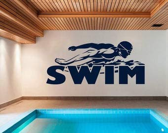 Swim Wall Decal Butterfly Swimming Technique - Swimmer Silhouette- Swimming Pool Gfts- Swimmer Wall Decor- Sports Wall Sticker Boys Room SB4