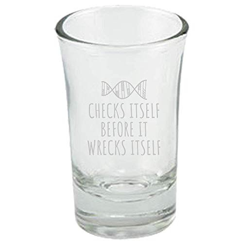Geneticist Gift - Funny Genetics Gift Idea - DNA Shot Glass - Biology- Science Geek - Checks Itself Before It Wrecks Itself