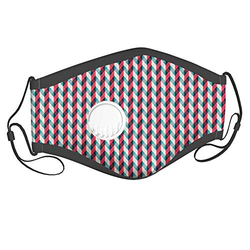 Fillter Face Cloth For Adults and kids-Vintage Country Style Pattern with Diagonal Checks and Vertical Stripes-Cold Mouth Dustproof Double Protection-10 filters adults