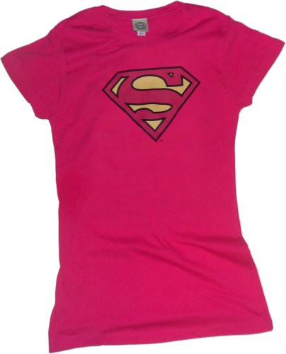Superman -- Pinky Shield Crop Sleeve Fitted Juniors T-Shirt- X-Large