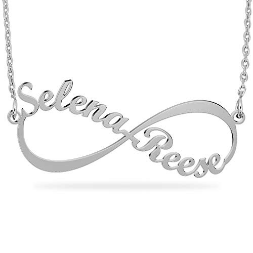 Joelle Jewelry Design 925 Sterling Silver Personalized Eternal Infinity Name Necklace Custom Made with 2 Names