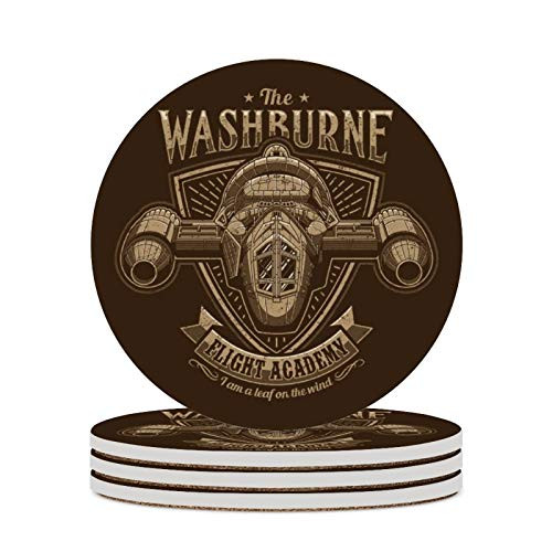 Round Ceramic Stone Coaster Set of 4 The Washburne Flight Academy Firefly Serenity Round Coaster Drink Absorption Coaster with Cork Base -3.9 inches-