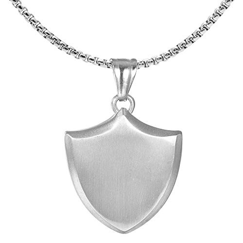 Xusamss Punk Rock Titanium Steel Shield Pendant Necklace-24inches Link Chain Xusamss Punk Rock Titanium Steel Shield Pendant Necklace-24inches Link Chain