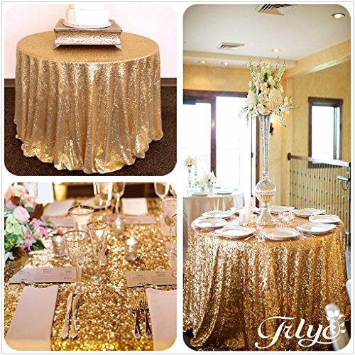 90" Round Sparkly Gold Sequin Table Cloth Sequin Table Cloth,Cake Sequin Tablecloths, Sequin Linens for Wedding