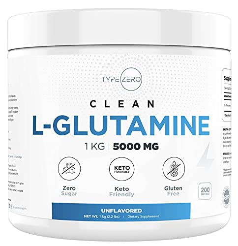 Ultra Clean L Glutamine Powder 5000 -1KG - 200serv- 5X Strength Pure L-Glutamine Supplement 5000mg for Gut Health - Supports Leaky Gut  and  Gastrointestinal Lining Repair Women  and  Men - Vegan- Gluten Free