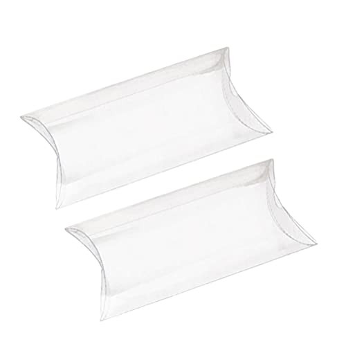 ARTIBETTER 50pcs Clear Pillow Gift Boxes Transparent Candy Treat Gift Box Party Favor Packing Box for Wedding Birthday Party