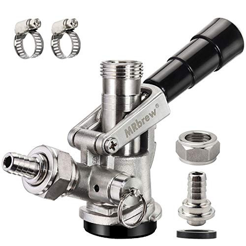MRbrew All 304 Stainless Steel Keg Coupler- D System Beer Coupler- Sankey Keg Tap for American Standard 5/16'' I.D Size Liquid  and  Gas Hose
