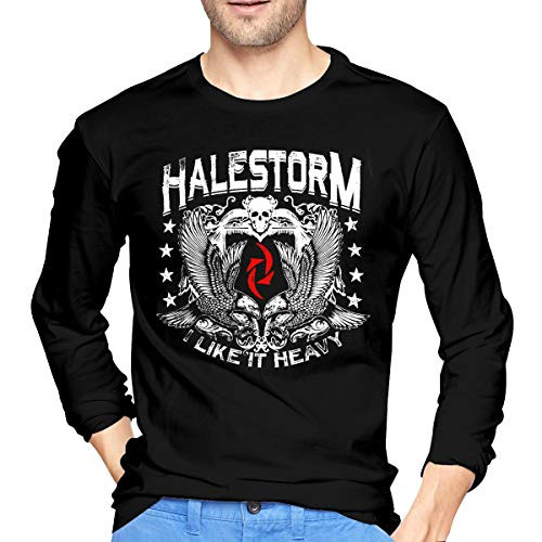 Halestorm T-Shirt Men's Classic Long Sleeve Tee Shirt Cotton Round Neck Tops Black
