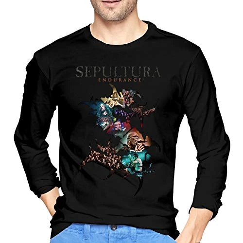Levoncar Sepultura T-Shirt Men's Fashion Long Sleeve T Shirt Cotton Round Neck Tops Black