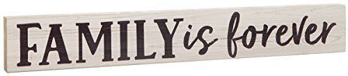 P. GRAHAM DUNN Family is Forever White 23.75 x 3.5 Inch Pine Wood Barnhouse Block Tabletop Sign