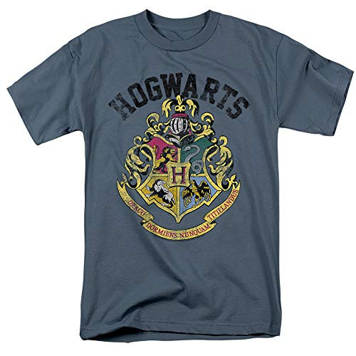 Popfunk Harry Potter Retro Hogwarts Logo T Shirt  and  Stickers -Medium- Slate