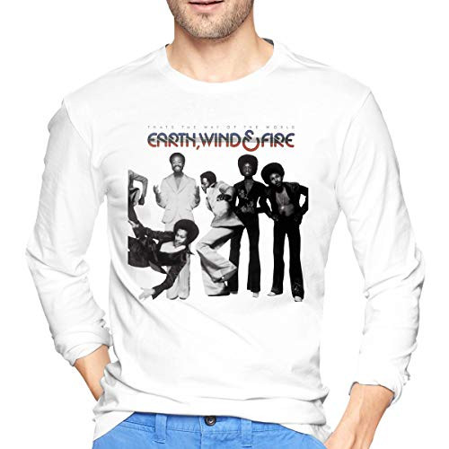 Earth Wind  and  Fire That's The Way of The World Mens Long Sleeve T Shirt Classic Round Neck T Shirts White