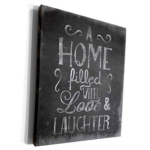 3dRose Andrea Haase Inspirational Typography - Chalkboard Art with handwritten quote A Home filled with love and laughter - Museum Grade Canvas Wrap -cw-261651-1-