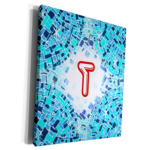 3dRose Russ Billington Monograms-Swimming Pool- Initial T - Initial T- Swimming Pool Reflections with Pool Float Initial in Red - Museum Grade Canvas Wrap -cw-300119-1-