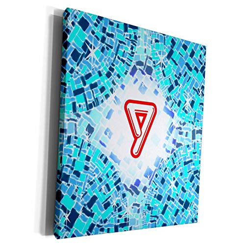 3dRose Russ Billington Monograms-Swimming Pool- Initial Y - Initial Y- Swimming Pool Reflections with Pool Float Initial in Red - Museum Grade Canvas Wrap -cw-300124-1-