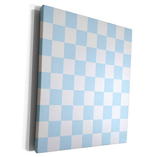 3dRose InspirationzStore patterns - Checkered light blue and white squares pattern - baby pastel check checked checkerboard chessboard - Museum Grade Canvas Wrap -cw-154528-1-