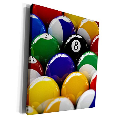 3dRose Carsten Reisinger Illustrations - Colorful pool billiard balls with eight ball - Museum Grade Canvas Wrap -cw-154988-1-