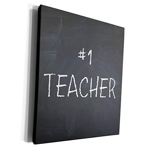 3dRose Xander inspirational sayings - number 1 teacher- white lettering on black chalkboard - Museum Grade Canvas Wrap -cw-172420-1-