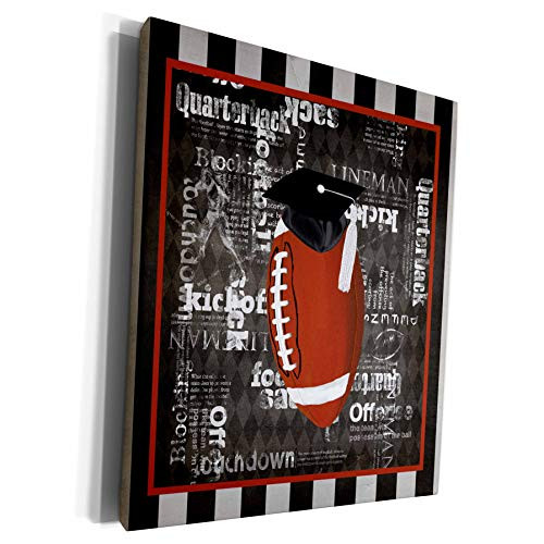 3dRose Beverly Turner Graduation Design - Football Graduation- Cap- Ball- Football Terms- Chalkboard - Museum Grade Canvas Wrap -cw-239615-1-