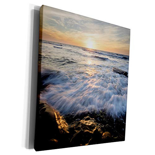 3dRose Danita Delimont - Beaches - USA- California- La Jolla. Tide pools and wave at sunset. - Museum Grade Canvas Wrap -cw-278557-1-